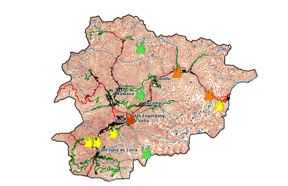 El mapa del risc d'incendi.