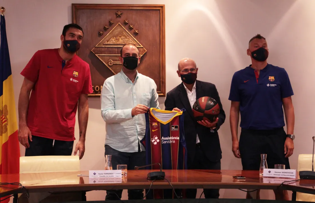 Oriola, Fernández, Bladé i Jasikevicius al Comú d’Encamp, ahir.