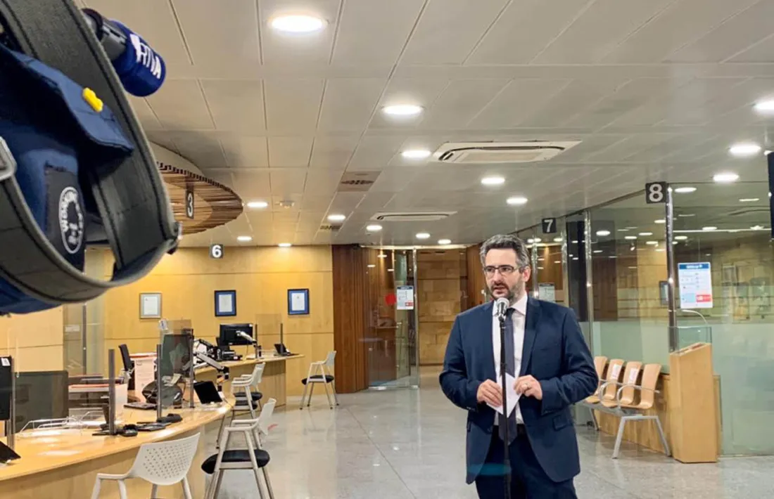 El ministre portaveu, Eric Jover, durant les declaracions que ha fet aquesta tarda per actualitzar la situació sanitària.