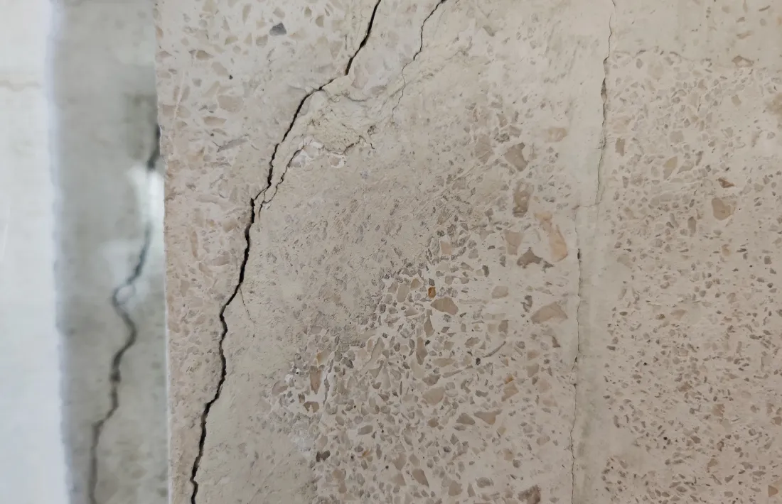 Detall de les esquerdes que, cosmètiques o estructurals, s’enfilen pels murs. 