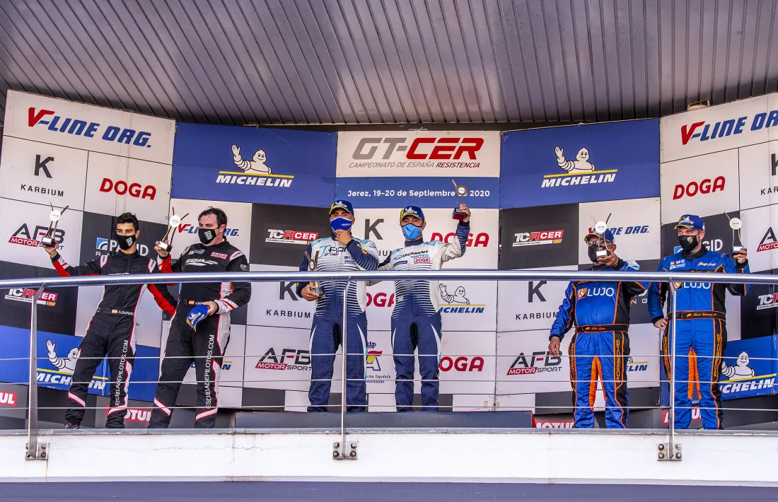 Joan Vinyes i Jaume Font, al podi de Jerez.    Foto: Fotoesport
