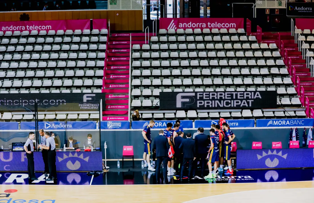 La plantilla del BC MoraBanc no viatjarà aquesta tarda a València. Foto: ACB Photo / Martín Imatge