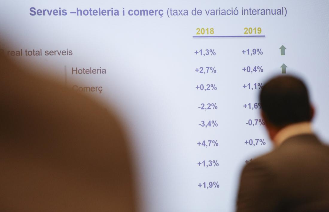 Un moment de la presentació de l’Informe econòmic 2019 de la Cambra de Comerç.