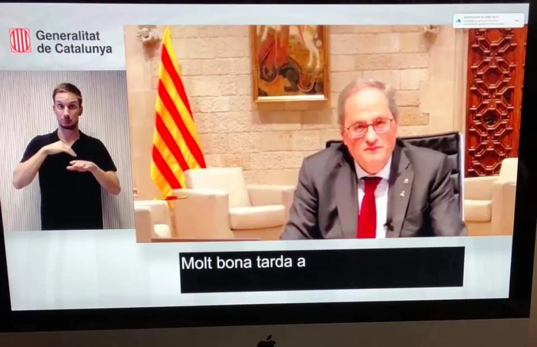  Torra, en un moment d’aquesta darrera trobada virtual.