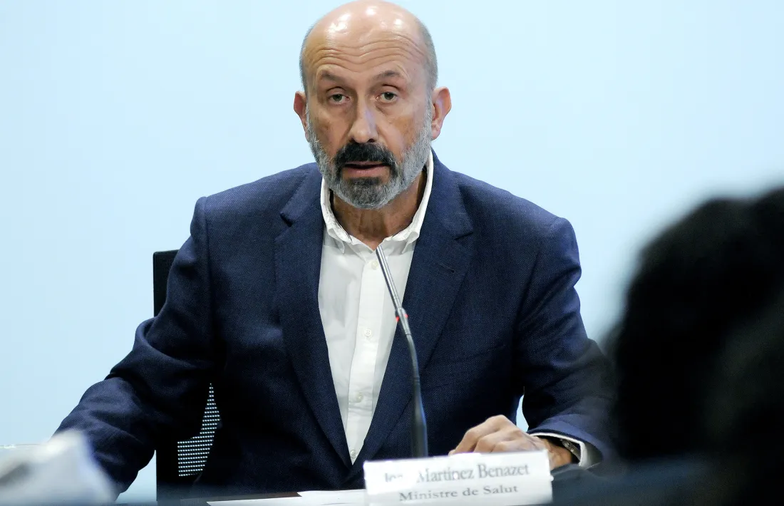 El ministre de Salut, Joan Martínez Benazet, en la roda de premsa d'aquesta tarda.