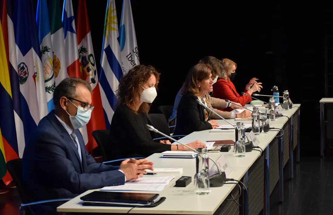 La ministra d'Educació i Ensenyament Superior, Ester Vilarrubla, durant la seva intervenció a la 27a Conferència iberoamericana de ministres d'Educació.