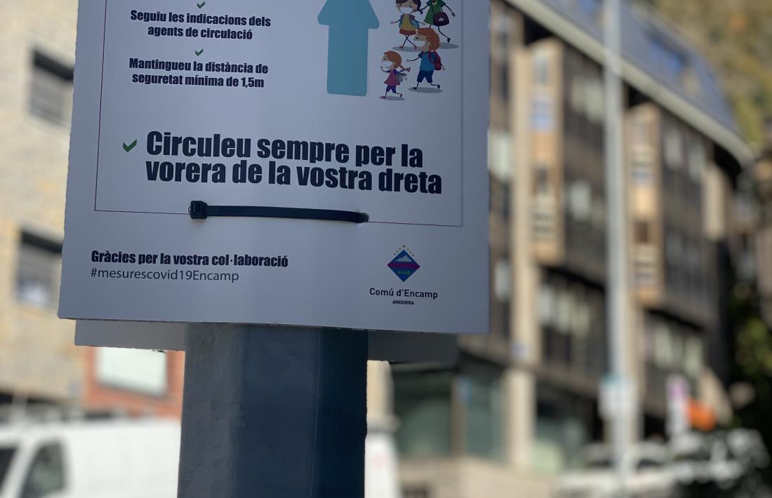Una de les senyalitzacions dels itineraris escolars a Encamp.