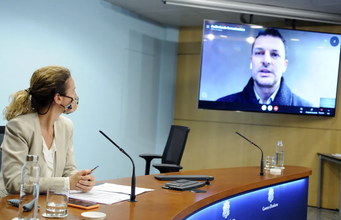 El ministre de Presidència, Economia i Empresa, Jordi Gallardo, va comparèixer per via telemàtica després del consell de ministres.