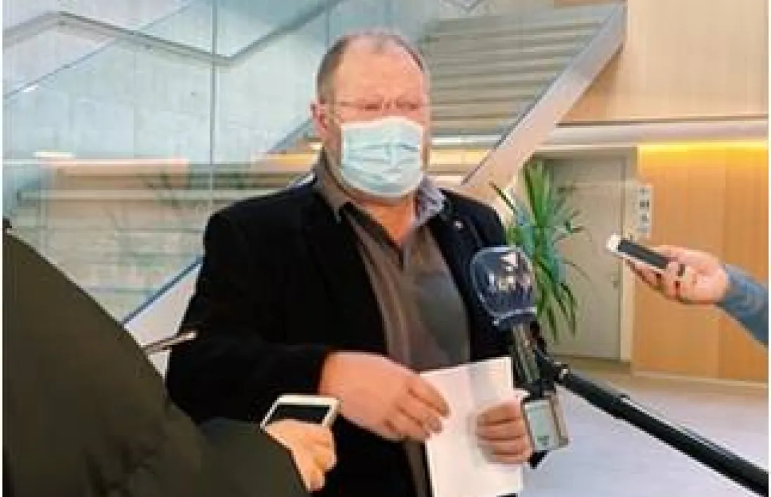 El conseller del PS Jordi Font en les declaracions d'aquesta tarda al vestíbul del Consell General.