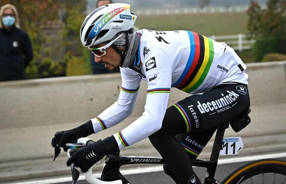 El resident Alaphillippe, al Tour de Flandes. Foto: Twitter