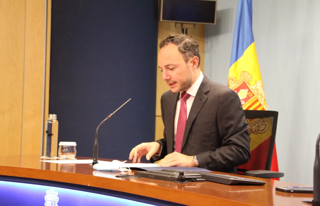 El cap de Govern, Xavier Espot, en la compareixença d'aquesta tarda.