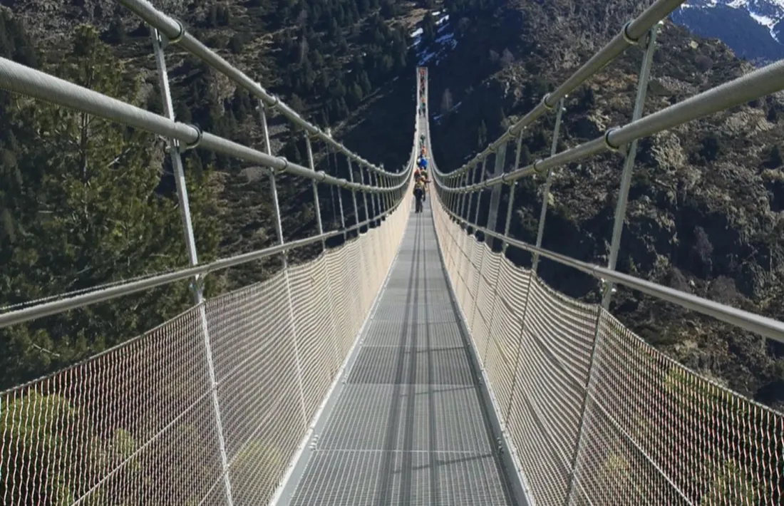 Recreació de com ha de ser el pont tibetà que projecta el Comú.
