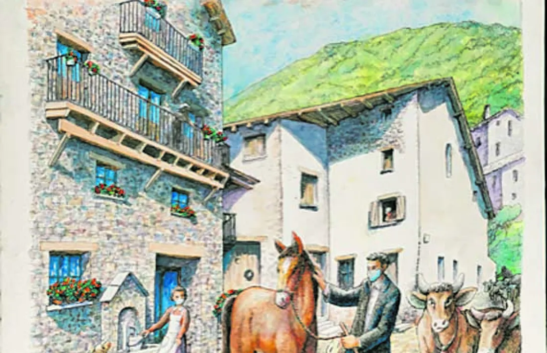 El cartell de la fira concurs de bestiar que havia d'haver tingut lloc dimarts, ambientat a la placeta d'Anyós.