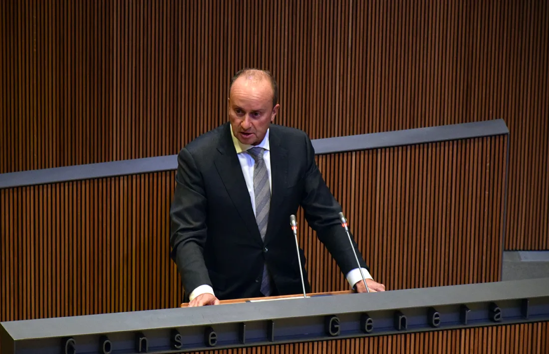 El ministre de Justícia i Interior, Josep Maria Rossell, en un moment de la seva intervenció ahir al Consell General.