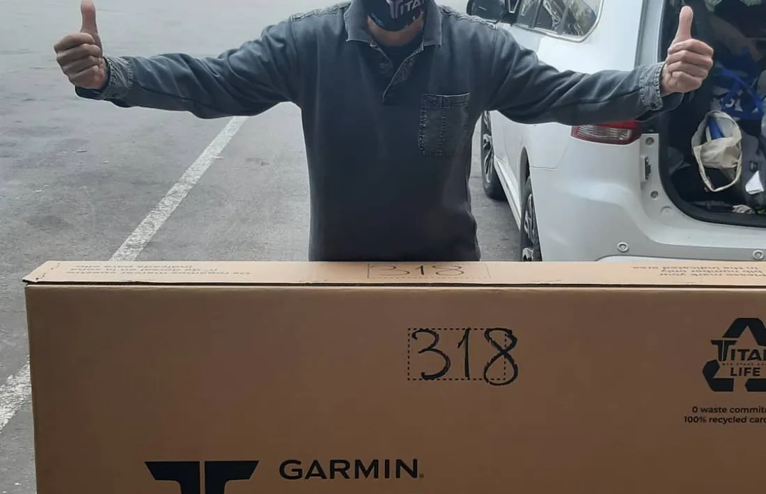 El ‘biker’ Ramon Aranda, amb la seva BTT, abans de viatjar cap a Almeria. Foto: Facebook