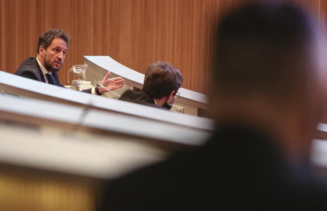 El president del grup parlamentari socialdemòcrata, Pere López, en una de les seves intervencions ahir al Consell General.