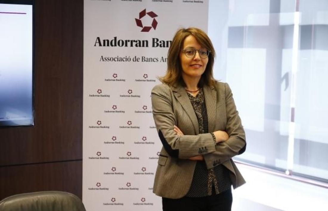 La directora general d’Andorran Banking, Esther Puigcercós, en una compareixença per donar dades del sector.