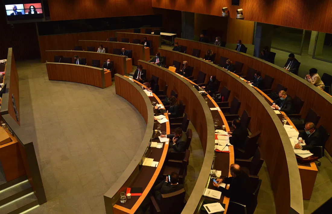 Un moment de la sessió d’ahir al Consell General, en la qual Marc Magallón i Judith Salazar van participar de forma telemàtica.