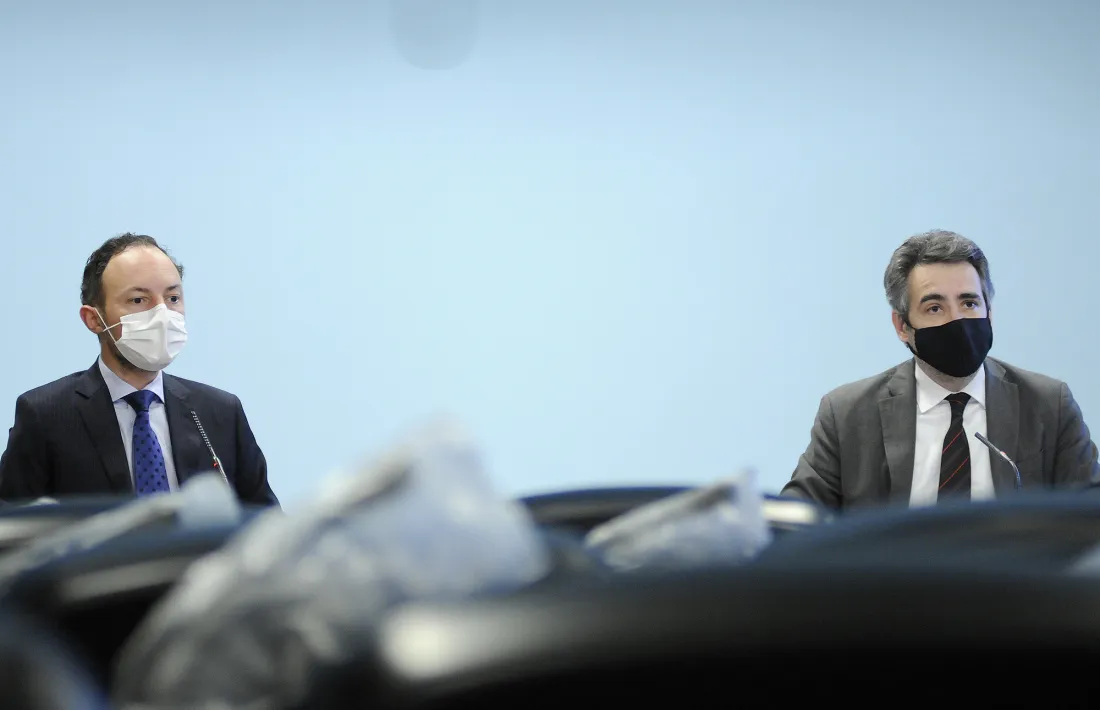 Espot i Jover en la roda de premsa d'aquesta tarda.