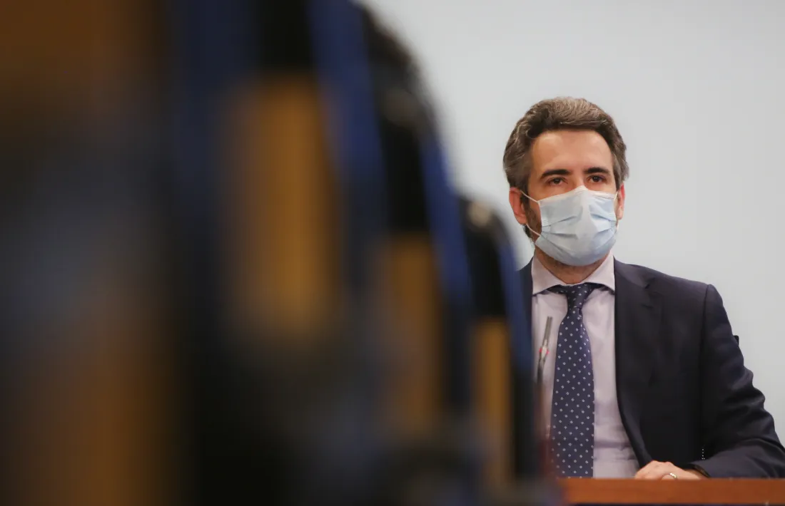 El ministre portaveu, Eric Jover, en la compareixença d’ahir a la tarda posterior al consell de ministres.