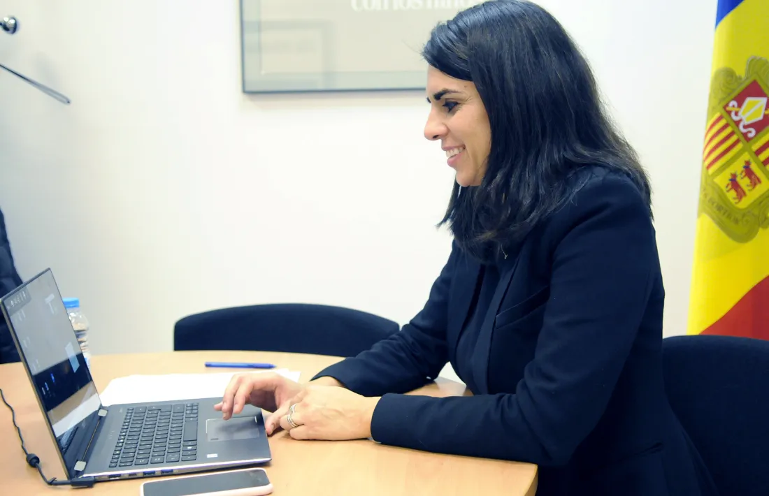 La secretària d'estat d'Afers Socials durant la conferència.