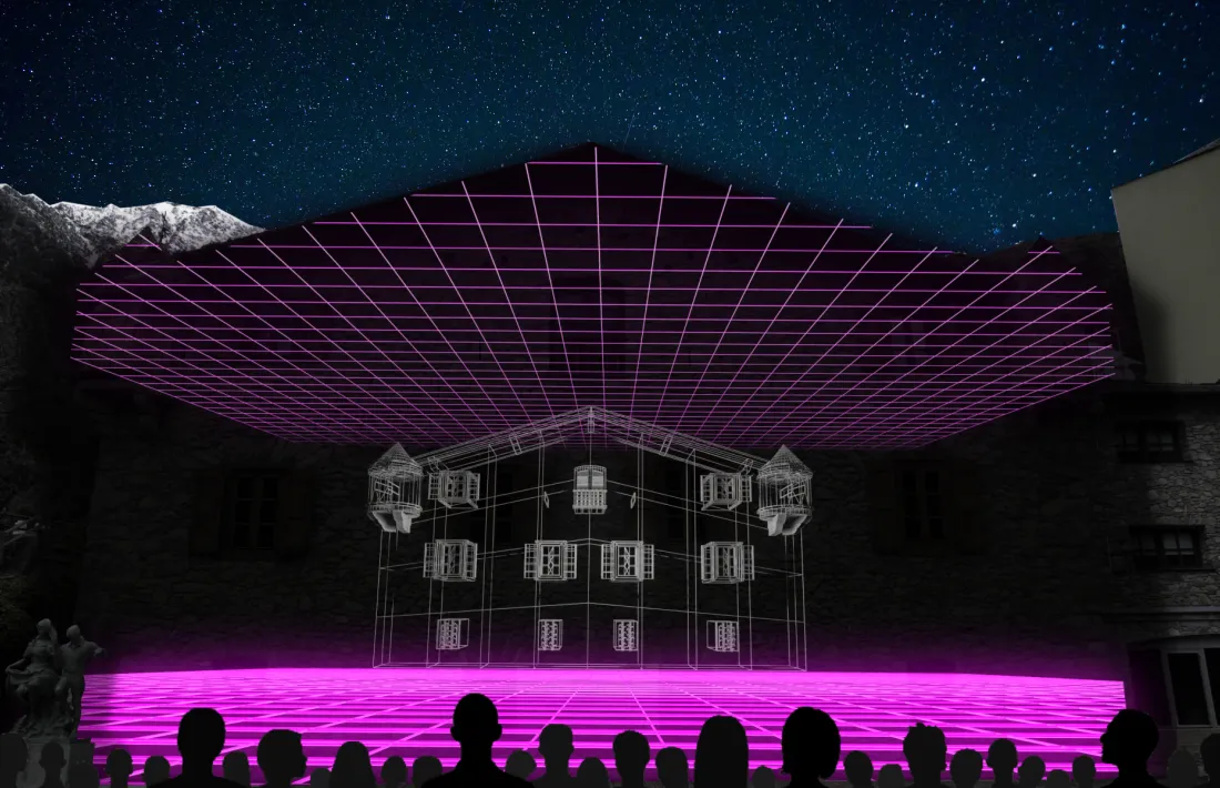 Simulació del ‘videomapping’ que es projectarà a Casa de la Vall el 8 i el 9 de desembre.