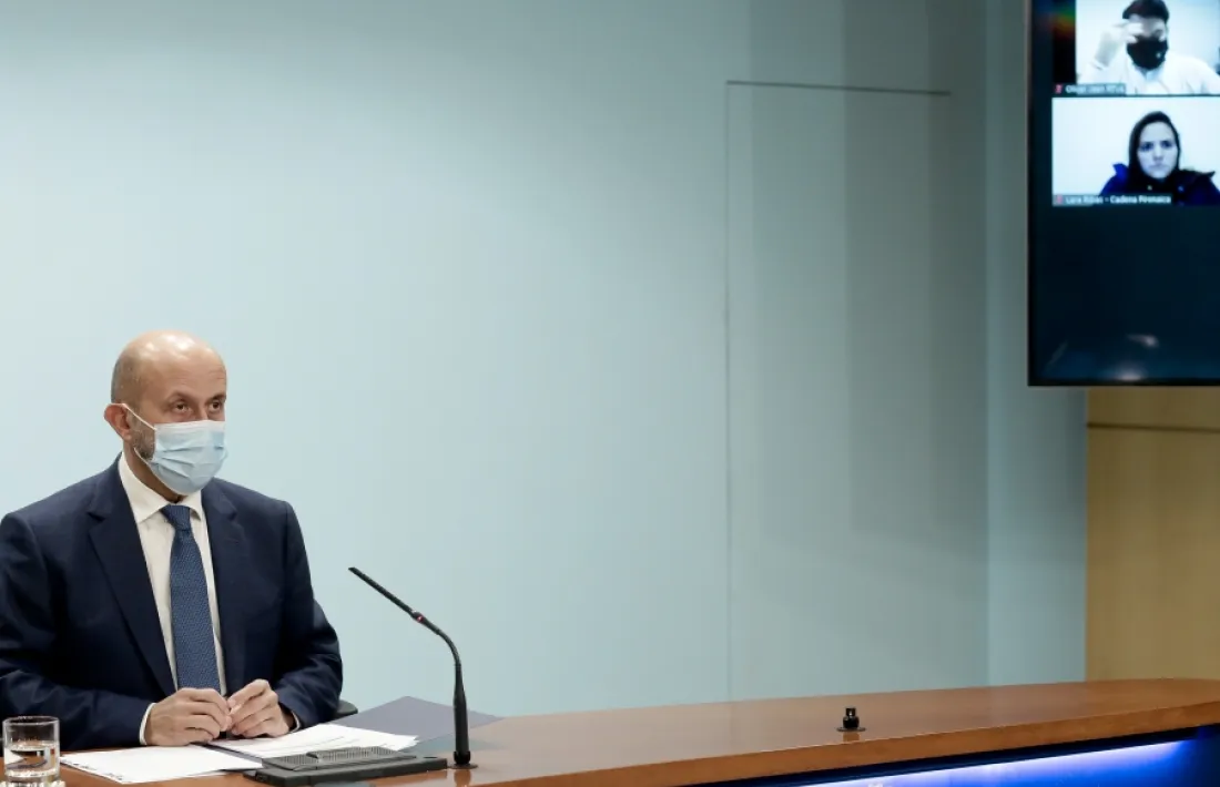 El ministre de Salut, Joan Martínez Benazet, en la compareixença d'aquesta tarda.