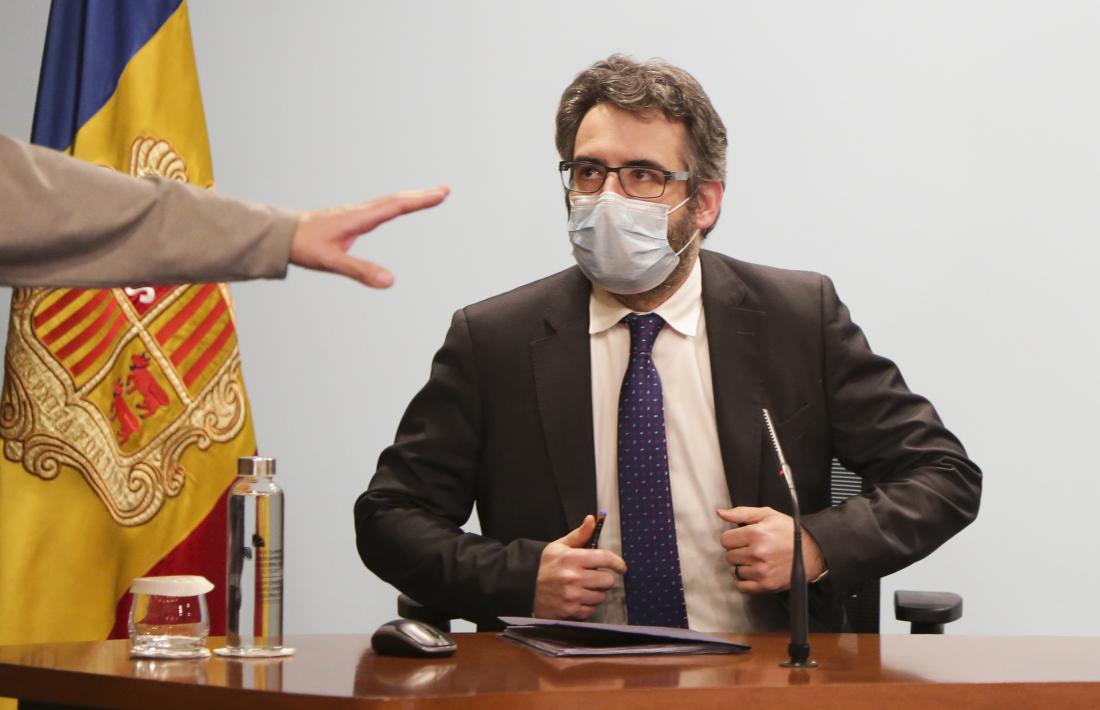 El ministre portaveu, Eric Jover, abans d’iniciar la compareixença posterior al consell de ministres d’ahir.