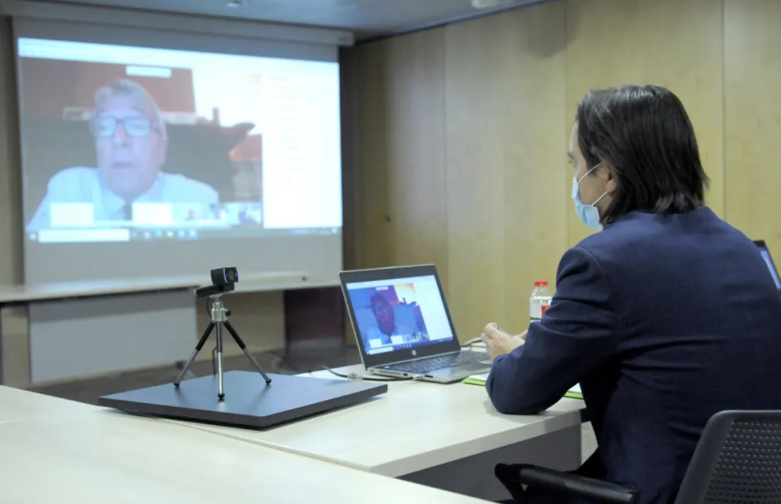 El secretari d'Estat d'Afers Europeus, Landry Riba, durant la trobada.