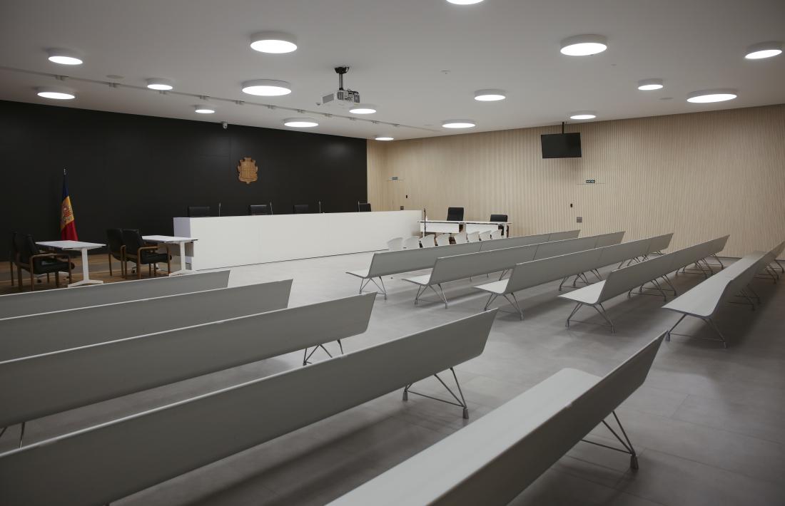 Sala de la Seu de la Justícia on se celebren les vistes del Tribunal Superior.