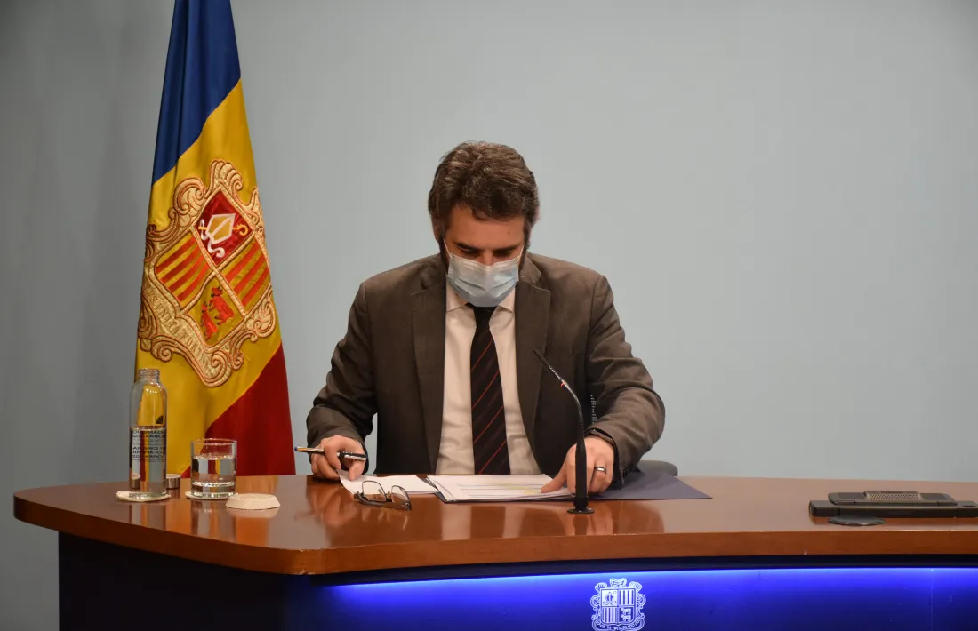 El ministre portaveu, Eric Jover, en la compareixença d'ahir.