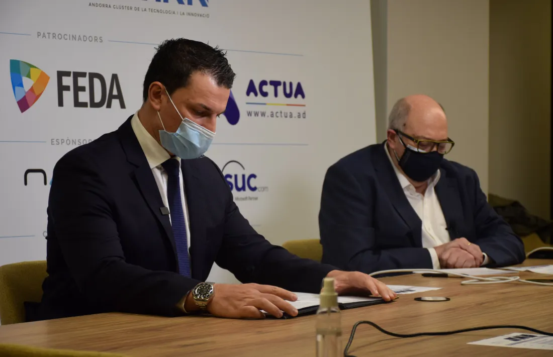 El ministre de Presidència, Economia i Empresa, Jordi Gallardo, durant la seva intervenció en la inauguració de la jornada Inntec.