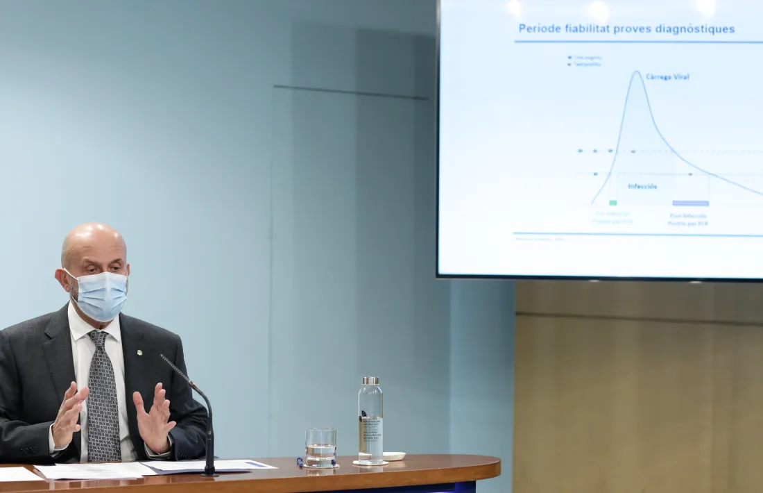 El ministre de Salut, Joan Martínez Benazet, en la roda de premsa d'aquesta tarda.