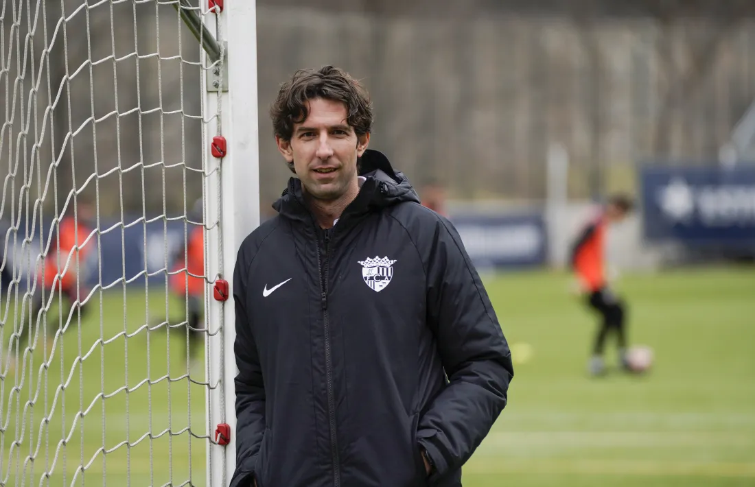 El director esportiu de l’FC Andorra, Jaume Nogués, va fer balanç d’aquest 2020 ahir al matí a Prada de Moles. Foto: FC Andorra