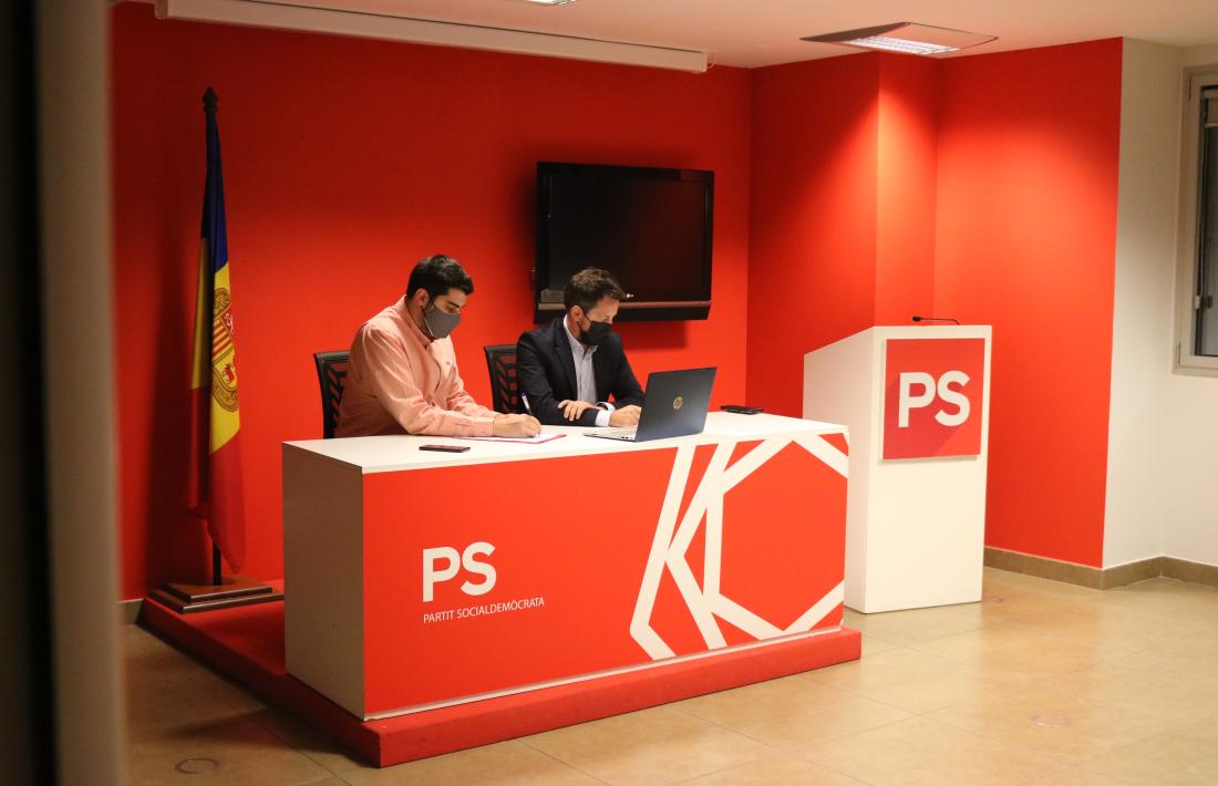 Pere Baró i Pere López en una roda de premsa telemàtica.. 