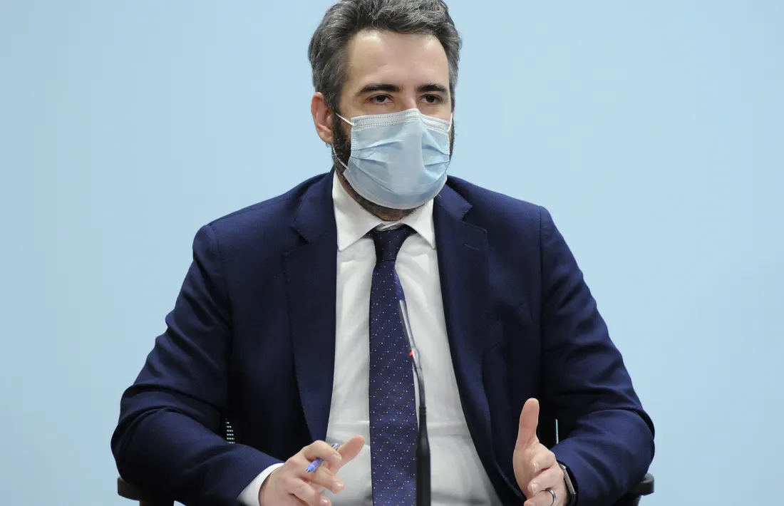 El ministre portaveu, Eric Jover, en la compareixença d’ahir.