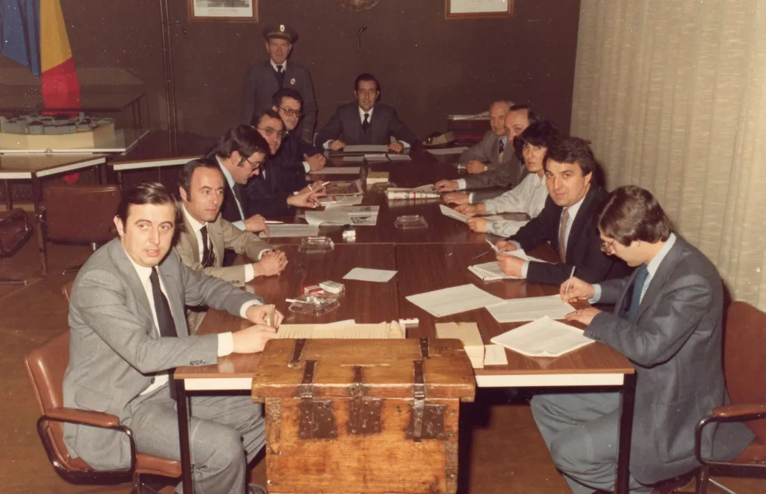 Puidellívol en una reunió del Consell del Quart d'Andorra, l'any 1976.