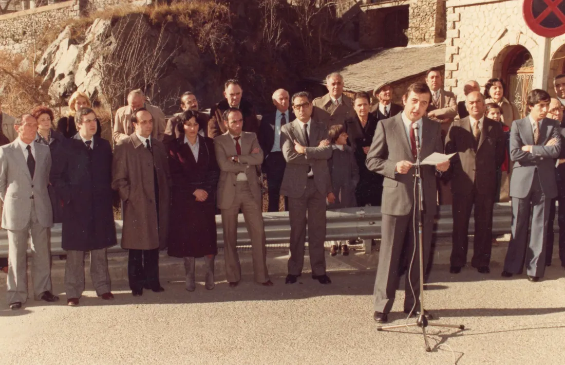 Puidellívol en l'acte de recepció del Copríncep Giscard d'Estaing, el 19 d'octubre de 1978.