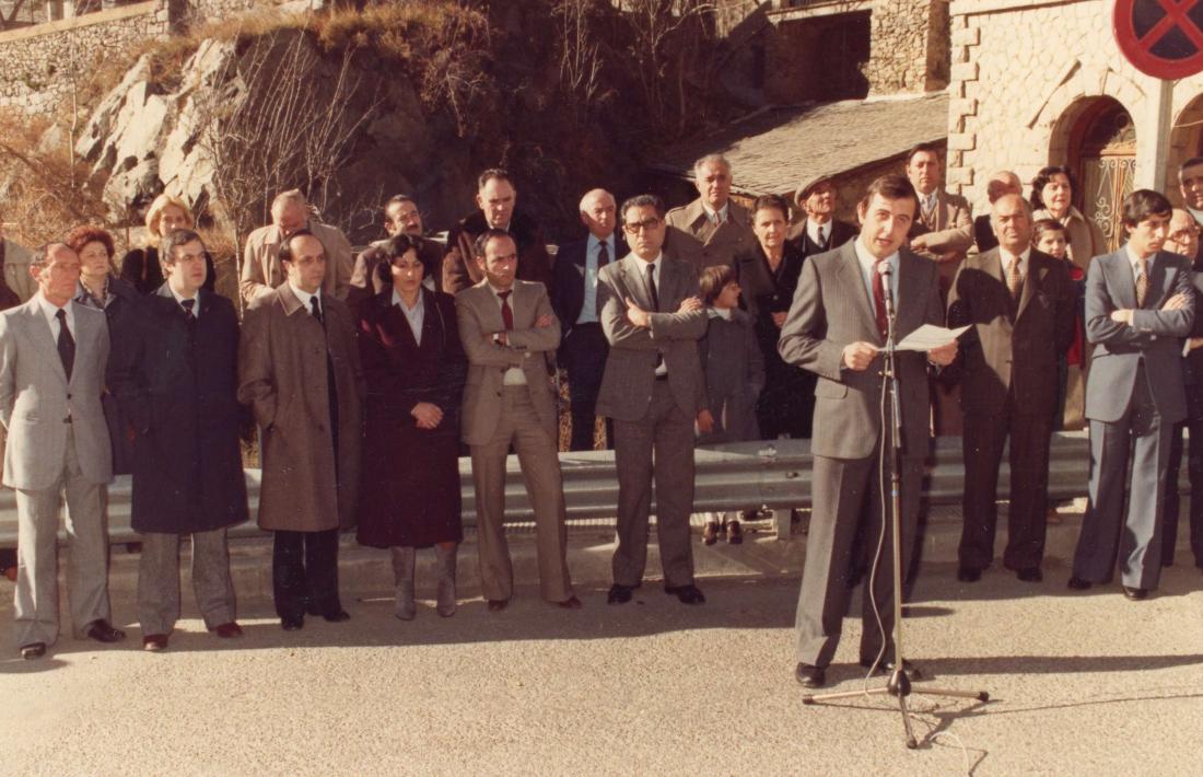 Puidellívol en l'acte de recepció del Copríncep Giscard d'Estaing, el 19 d'octubre de 1978.