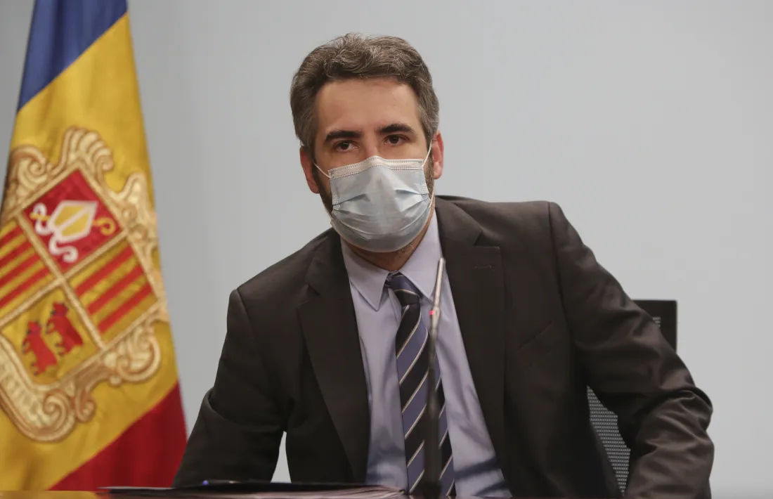 El ministre de Finances i portaveu de l’executiu, Eric Jover, en la compareixença d'aquesta tarda.
