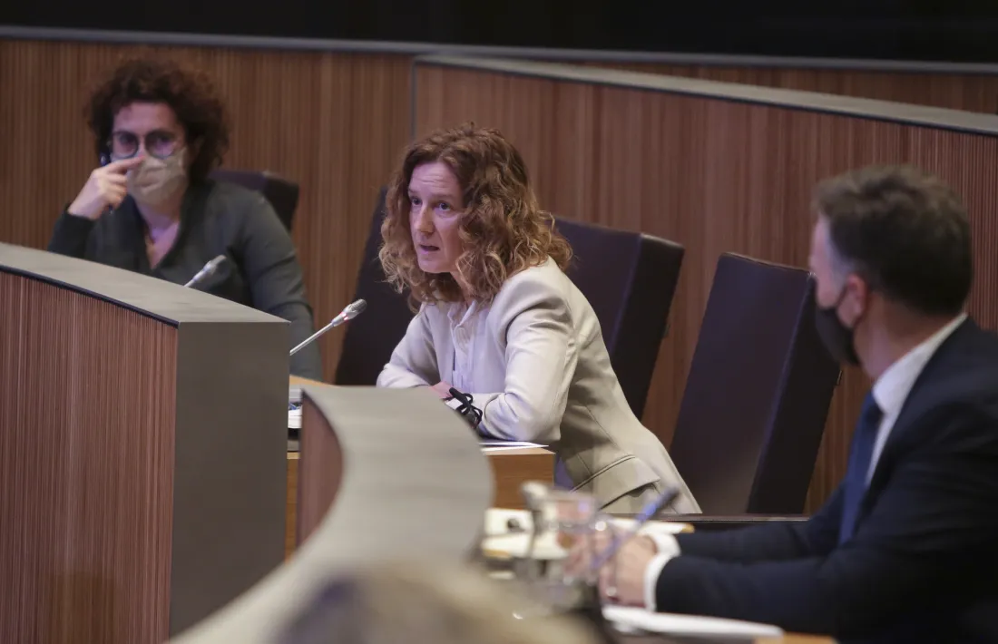 La ministra de Medi Ambient, Agricultura i Sostenibilitat, Sílvia Calvó, en una de les seves intervencions ahir al Consell General.