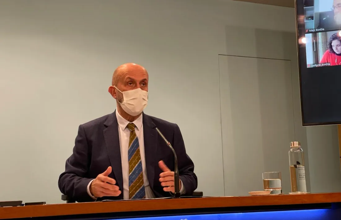 El ministre de Salut, Joan Martínez Benazet, en la roda de premsa d'aquesta tarda.