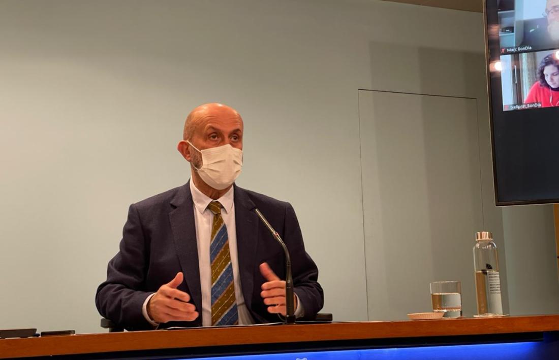 El ministre de Salut, Joan Martínez Benazet, en la roda de premsa d'aquesta tarda.