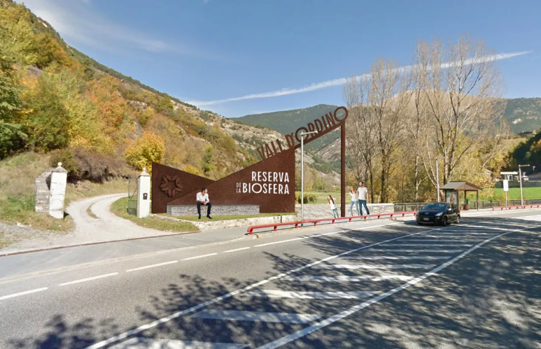 El rètol que s'ubicarà per donar la benvinguda a la Reserva de la Biosfera.