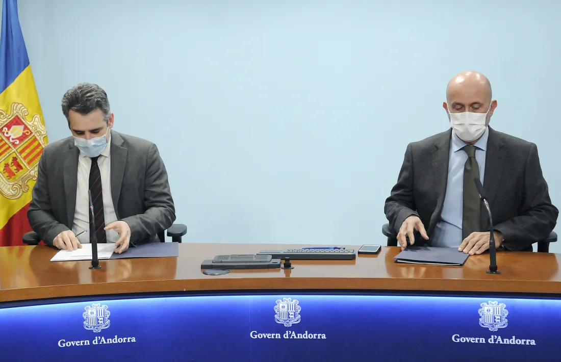 Eric Jover i Joan Martínez Benazet en la roda de premsa d'aquesta tarda.