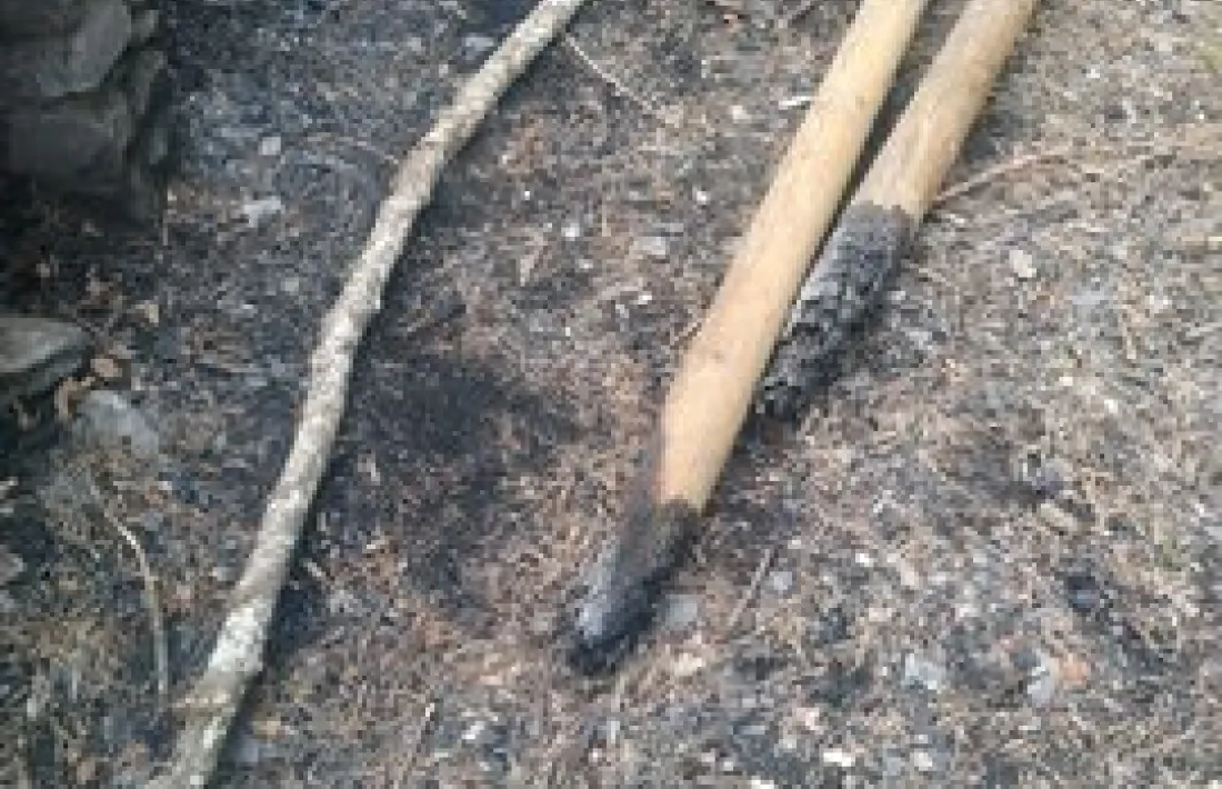 La fusta de les baranes cremada.