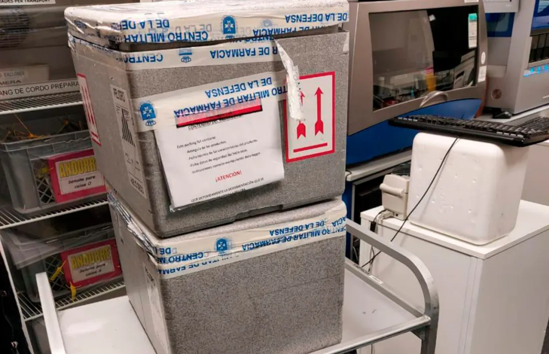 Les vacunes de Pfizer enviades des d'Espanya i que van arribar ahir a la nit.