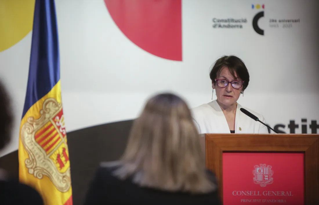 La síndica general, Roser Suñé, en un moment del seu discurs amb motiu de la celebració del 28è aniversari de la Constitució.