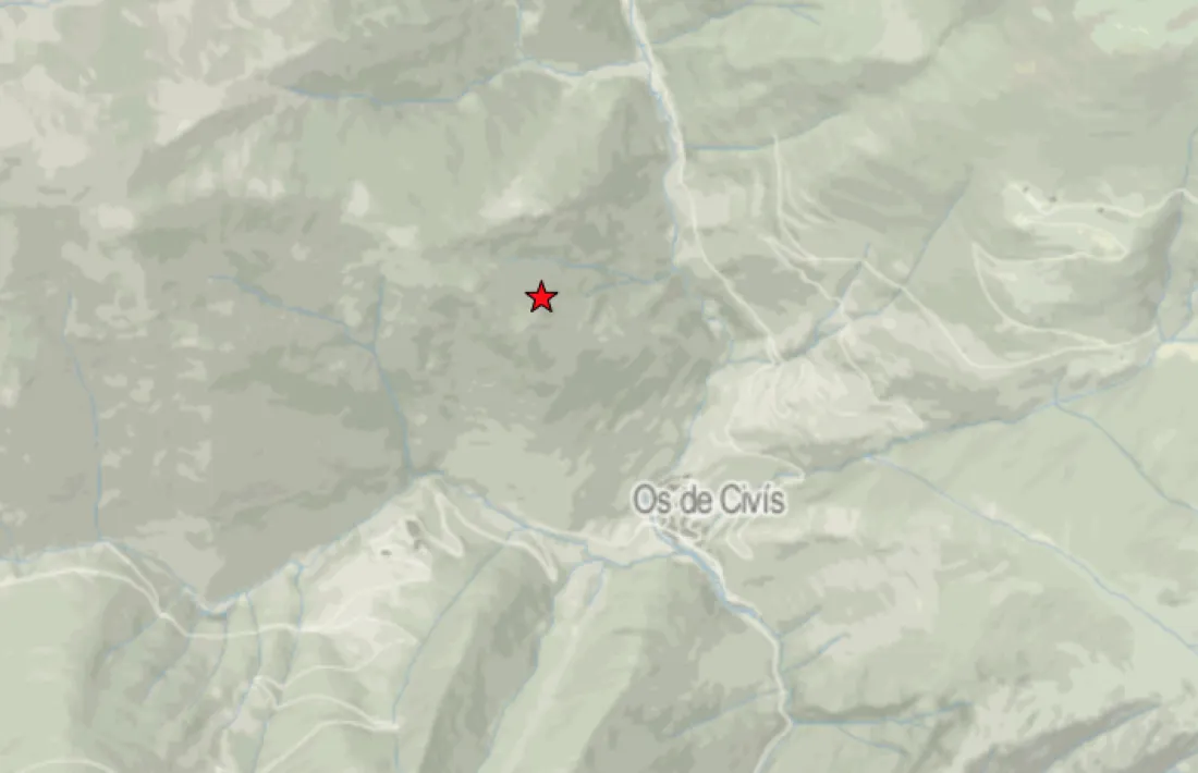 El punt exacte on ha tingut lloc el moviment sísmic aquesta nit passada.