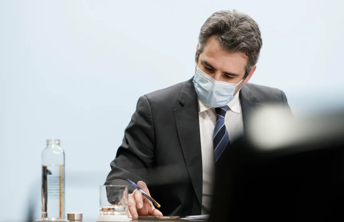 El ministre de Finances i portaveu, Eric Jover, en la compareixença d’ahir.